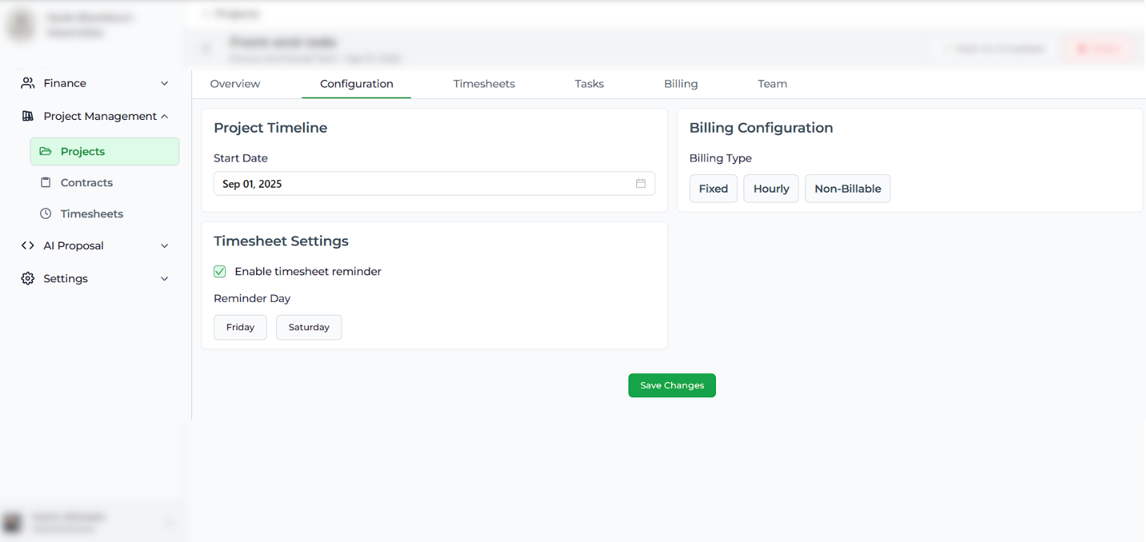 configure timesheets in settings