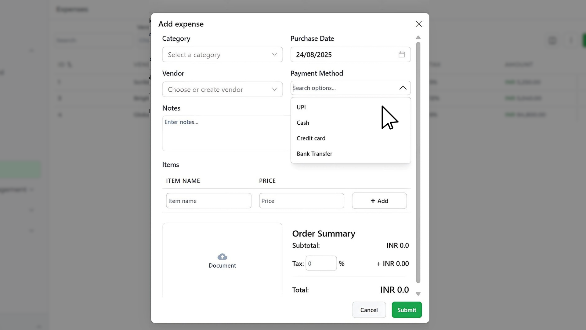 add payment methods