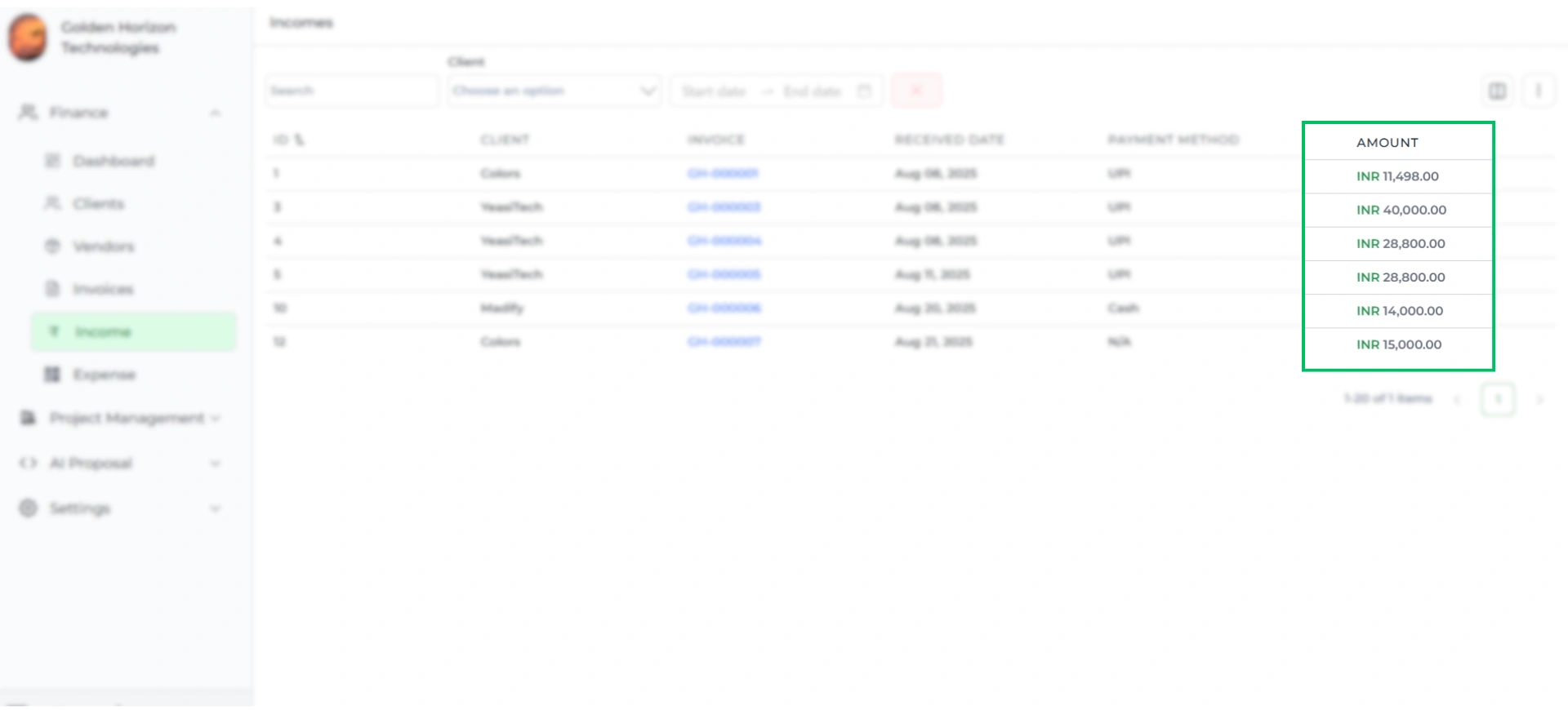 tracking earnings on tymora