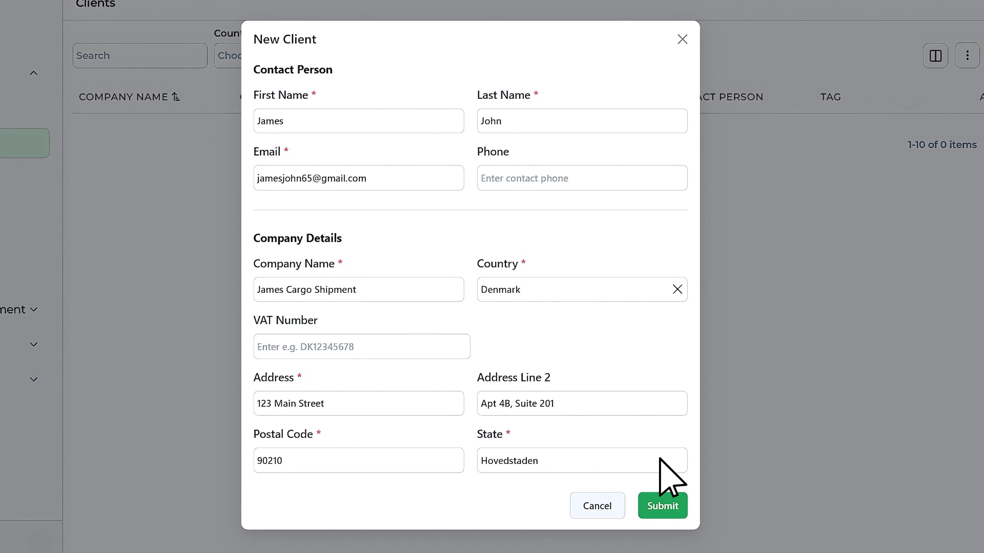 new client form fill-up